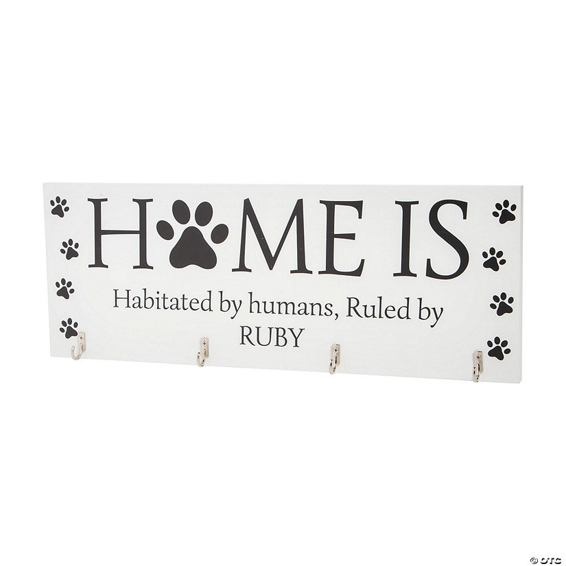 Personalized Paw Print Entryway Wall Decoration with Hooks Image Thumbnail