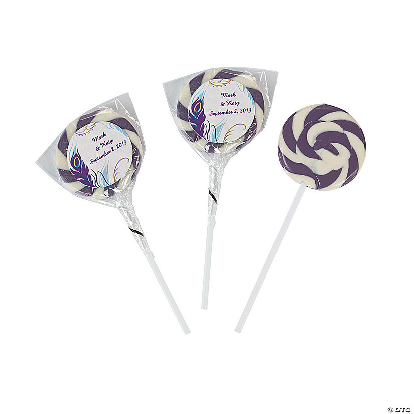 Personalized Peacock Swirl Lollipops - Discontinued