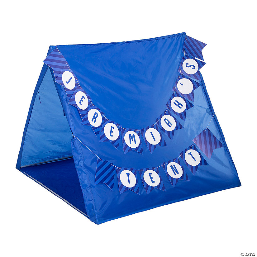 Personalized Pennant Banner with Blue Sleepover Tent Image Thumbnail