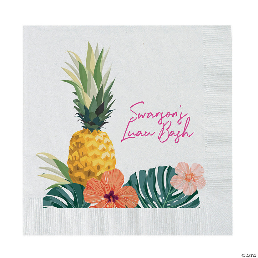 Personalized Pineapple Luau Paper Luncheon Napkins - 50 Pc. Image Thumbnail