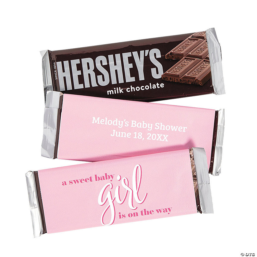 Personalized Pink Baby Shower Candy Bar Sticker Labels - 12 Pc. Image Thumbnail