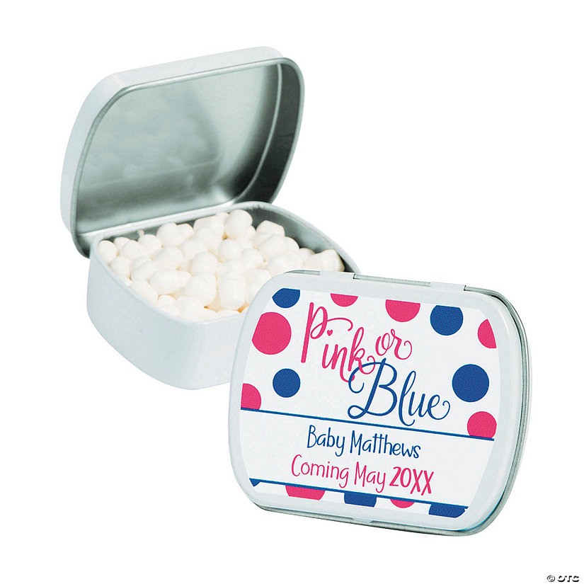 Personalized Pink or Blue Gender Reveal Mint Tins - 24 Pc. Image