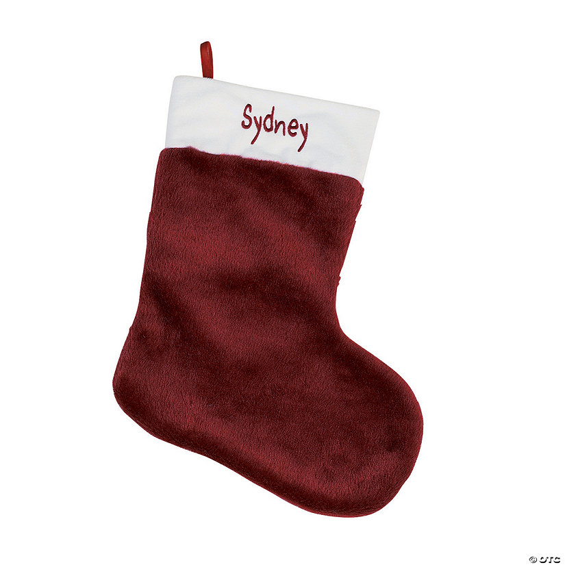 Personalized Plush Christmas Stocking - Burgundy Image Thumbnail