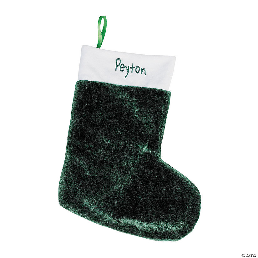 Personalized Plush Christmas Stocking - Hunter Green Image Thumbnail