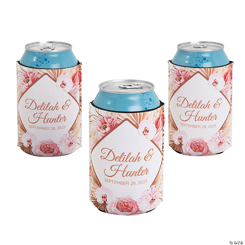 Personalized Premium Boho Neutral Can Coolers &amp;#8211; 12 Pc. Image