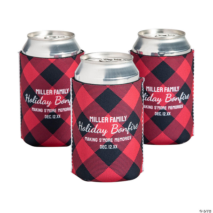 Personalized Premium Buffalo Plaid Can Coolers - 12 Pc. Image