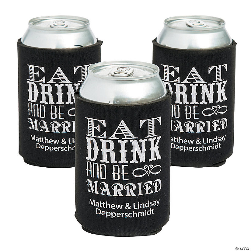 Personalized Premium Eat Drink & Be Married Can Coolers - 48 Pc. Image Thumbnail