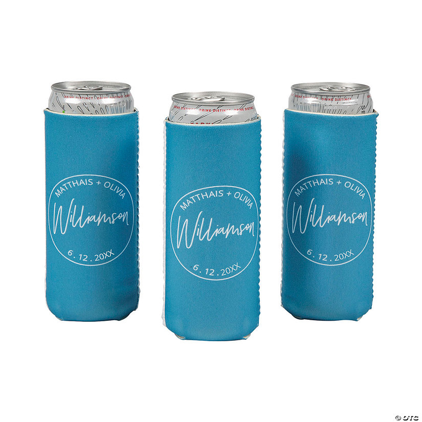 Personalized Premium Modern Last Name Slim Can Coolers - 12 Pc. Image Thumbnail
