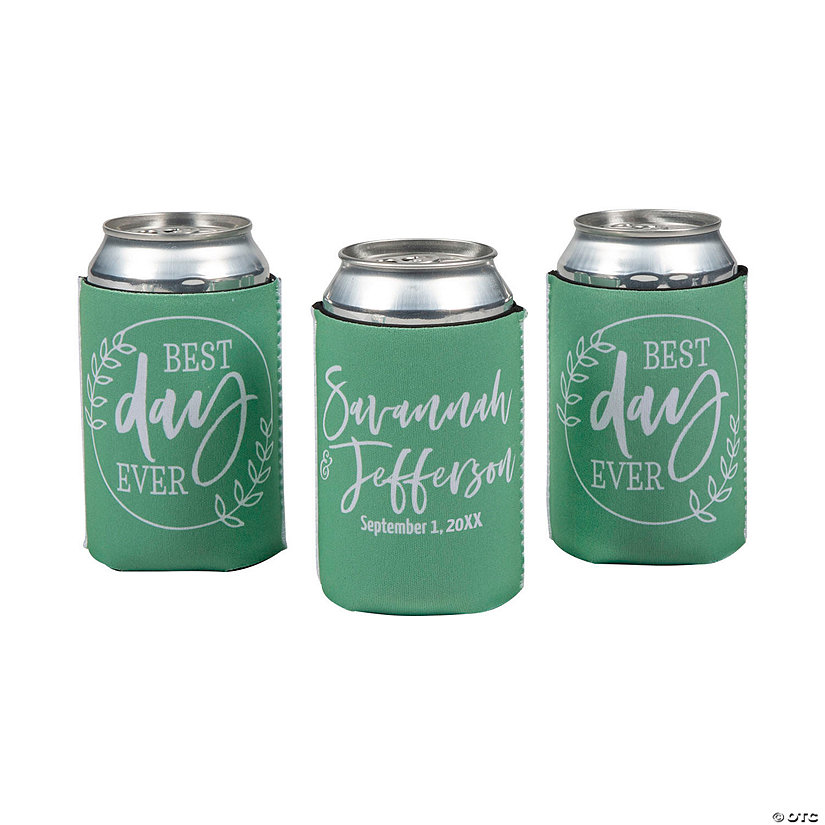 Personalized Premium Modern Script Best Day Ever Can Coolers - 12 Pc. Image