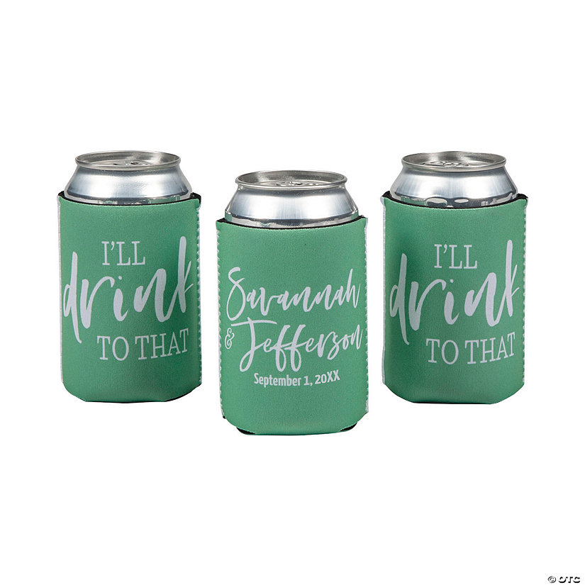 Personalized Premium Modern Script Drink to That Can Coolers - 12 Pc. Image Thumbnail