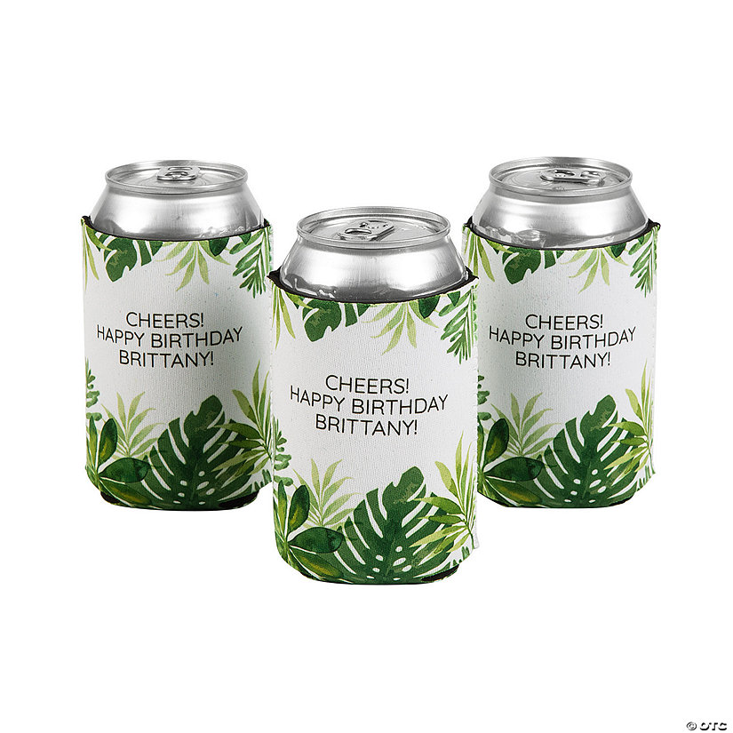 Personalized Premium Palm Leaf Can Coolers - 12 Pc. Image Thumbnail