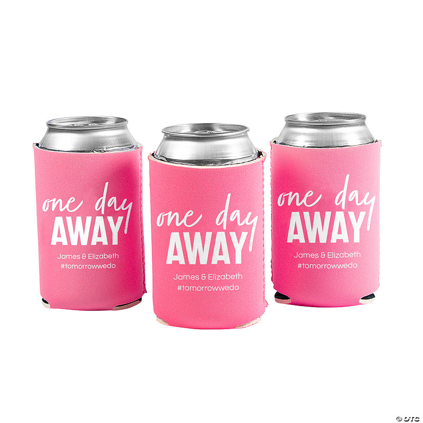 Personalized Premium Pink Wedding Rehearsal Dinner Can Coolers - 48 Pc. Image Thumbnail
