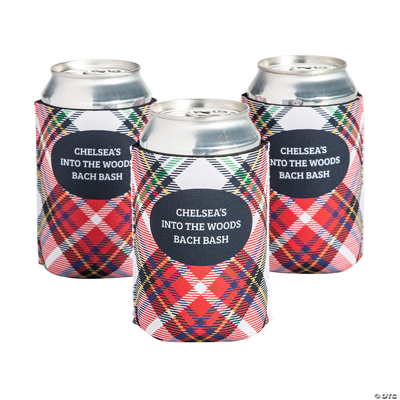 Personalized Premium Plaid Can Coolers - 12 Pc. Image