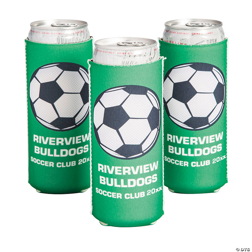 Personalized Premium Soccer Slim Can Coolers - 12 Pc. Image Thumbnail