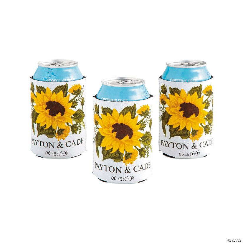 Personalized Premium Sunflower Can Coolers - 12 Pc. Image Thumbnail