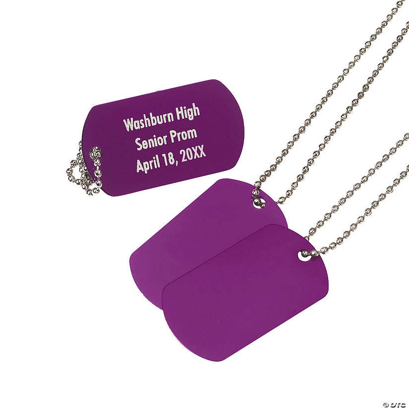 Personalized Purple Dog Tag Necklaces - 12 Pc. Image