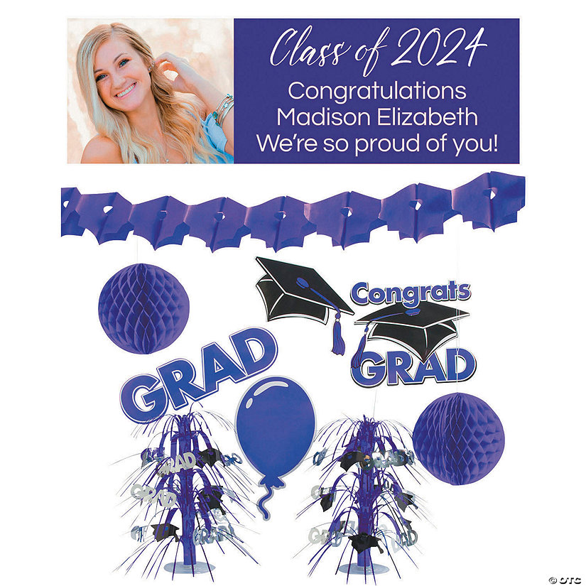 Personalized Purple Graduation Party Decorating Kit - 10 Pc. Image Thumbnail