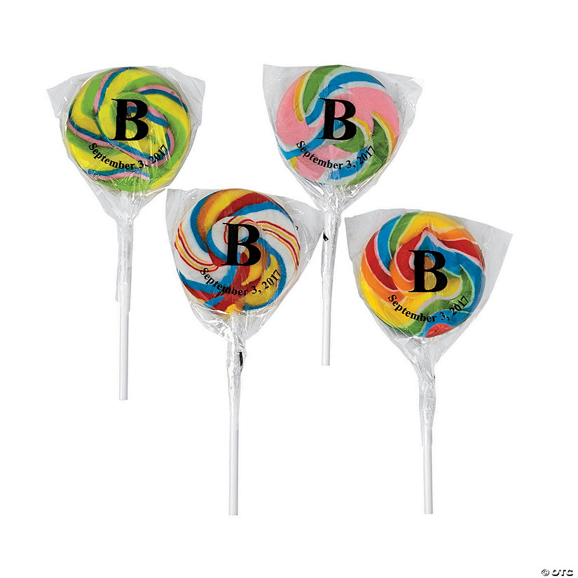 Personalized Rainbow Monogram Swirl Lollipops - Discontinued