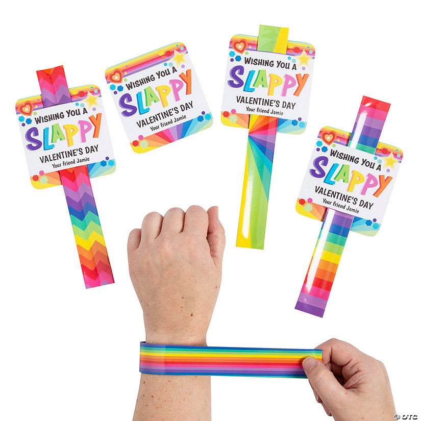 Personalized Rainbow Slap Bracelet Valentine Exchanges for 24