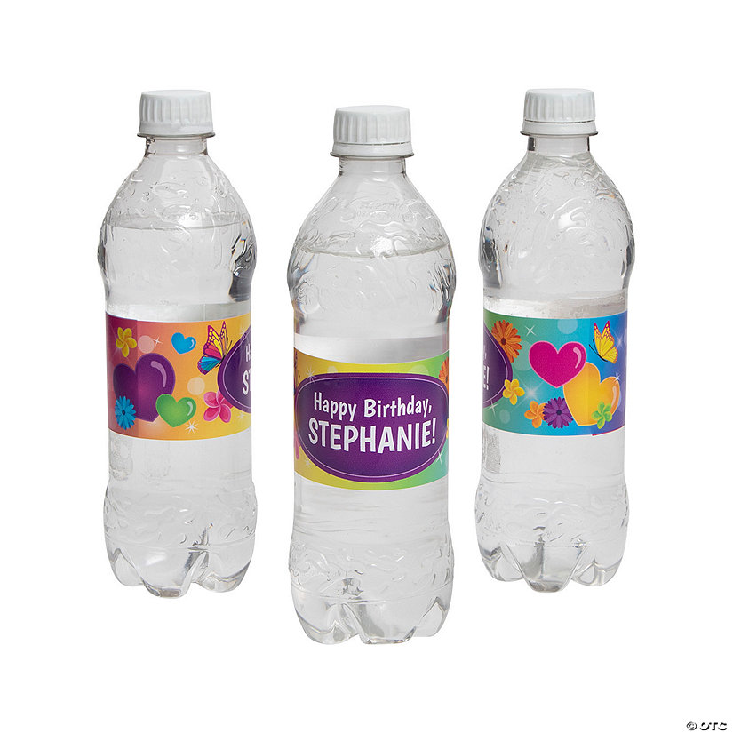 Personalized Rainbow Sparkle Water Bottle Labels 50 Pc. Discontinued