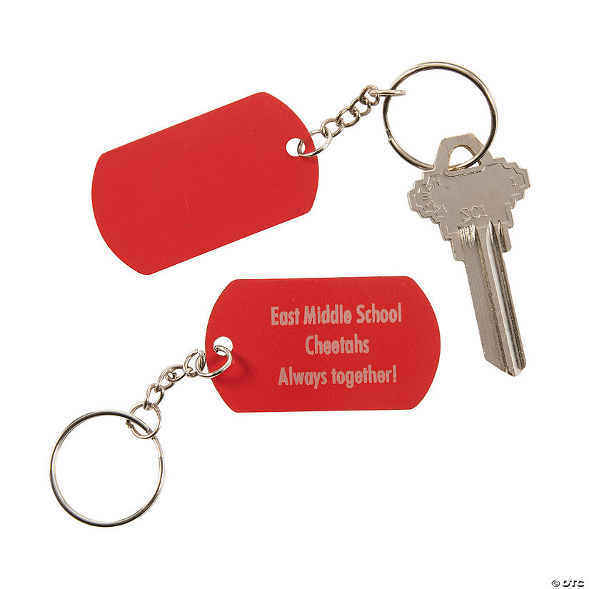 Personalized Red Dog Tag Keychains - 12 Pc. Image