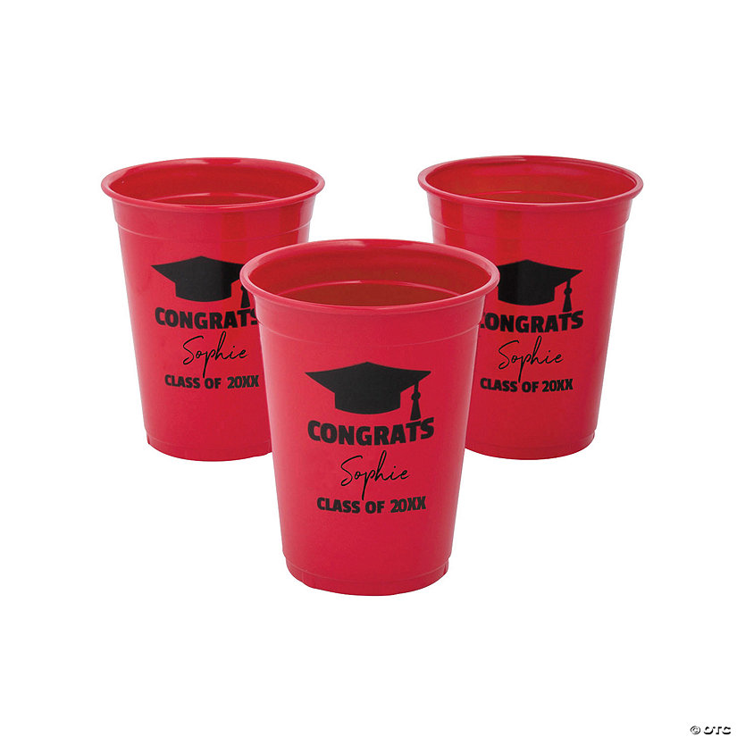 Personalized Red Graduation Plastic Cups 40 Ct. Oriental Trading