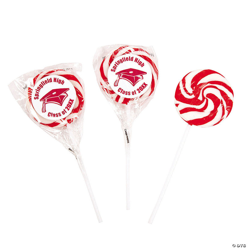 Personalized Red Graduation Swirl Lollipops - 24 Pc. Image