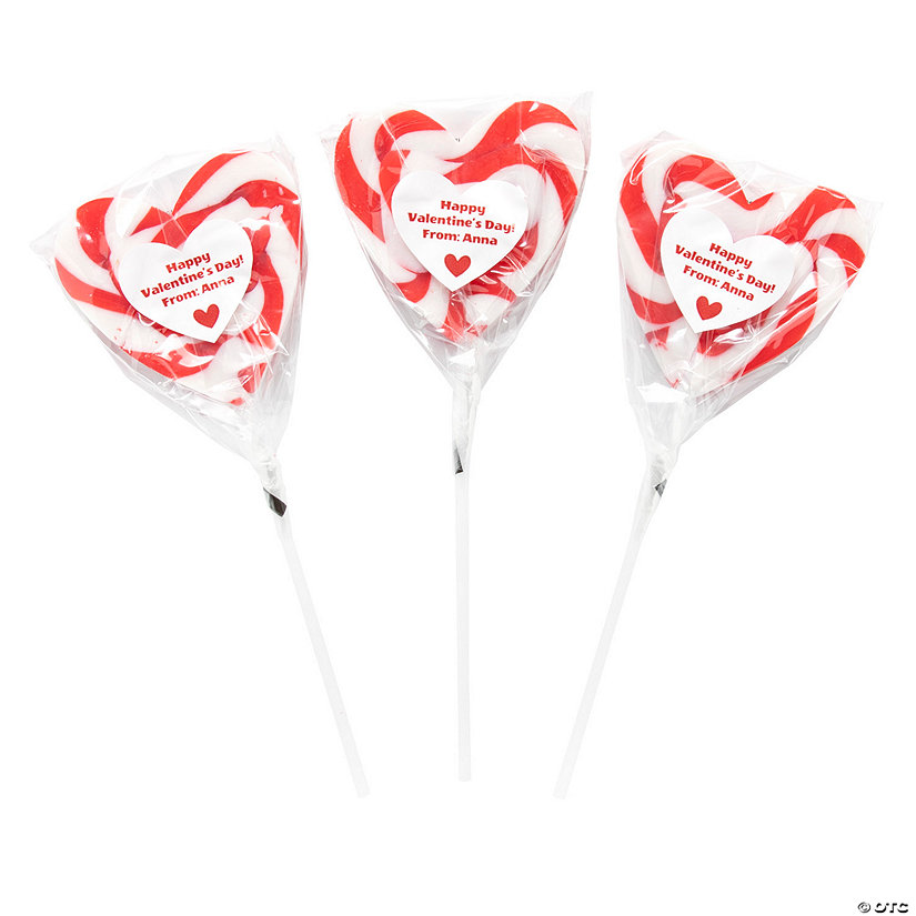 Personalized Red Heart-Shaped Swirl Lollipops &#8211; 12 Pc. Image Thumbnail
