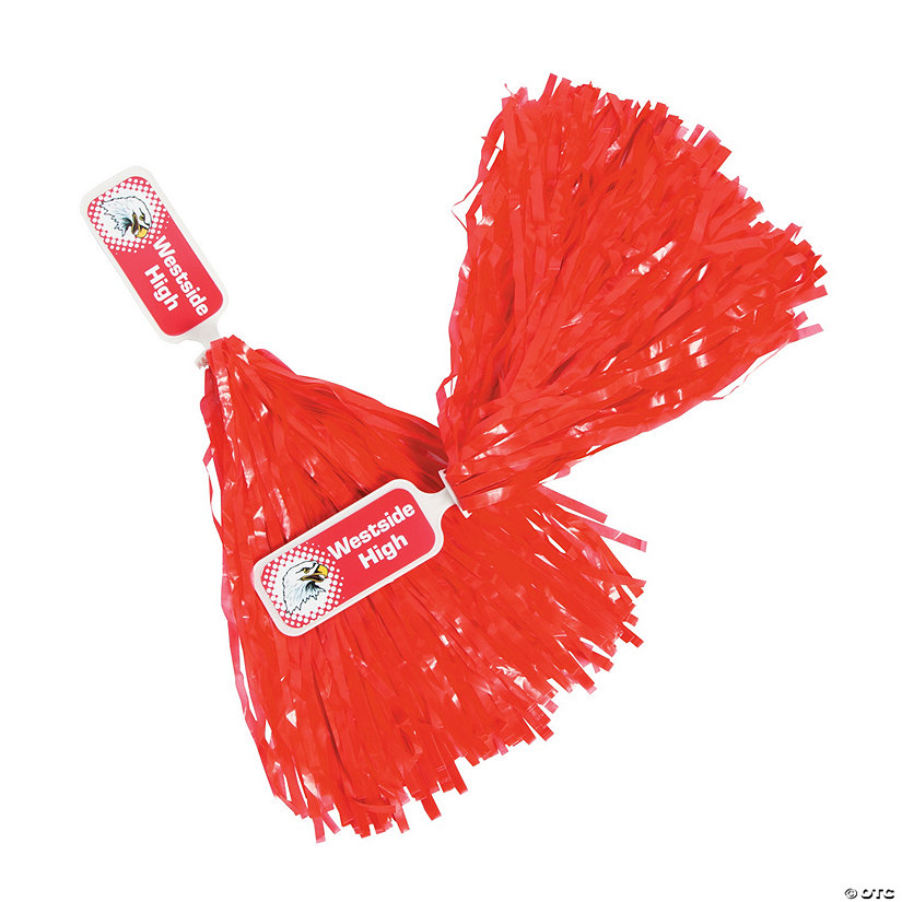 Personalized Red Pom-Poms - 24 Pc. Image