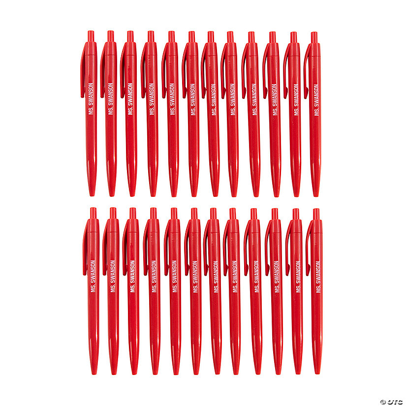 Personalized Red Retractable Pens - 24 Pc. Image Thumbnail