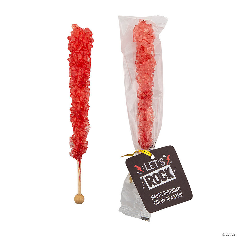 Personalized Rock Candy Pops with Let&amp;#8217;s Rock Card for 12 Image