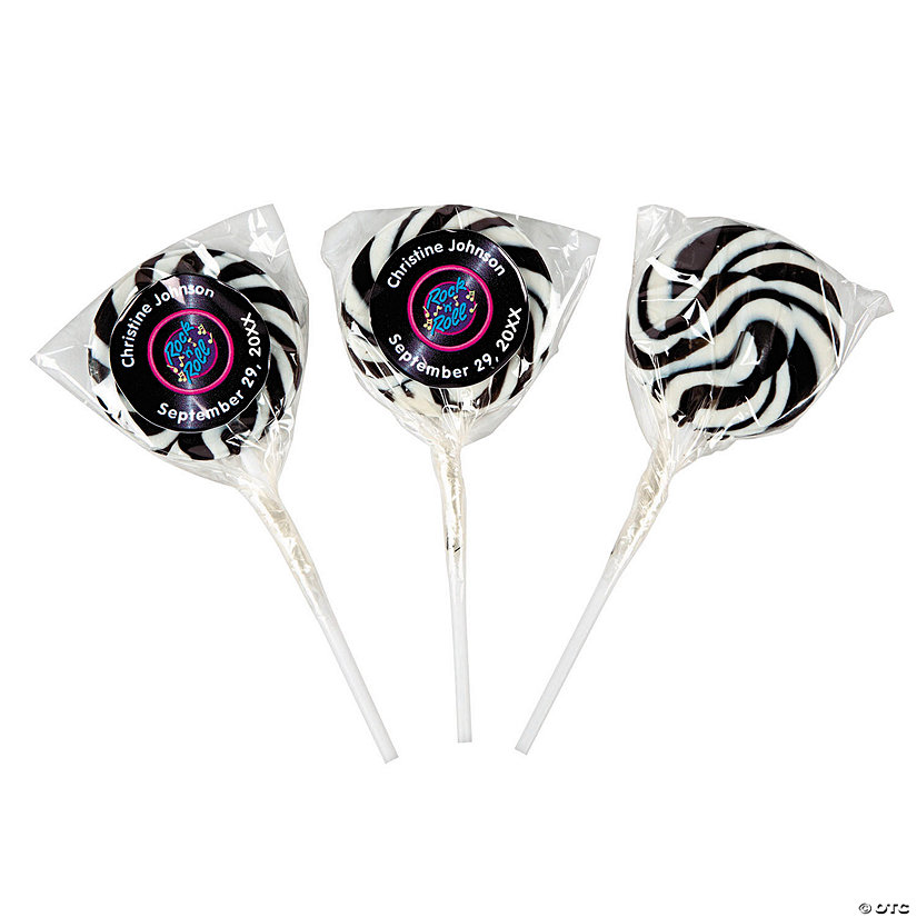 Personalized Rock 'N' Roll Swirl Lollipops - 24 Pc. Image Thumbnail