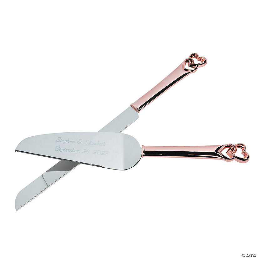 Personalized Rose Gold Cake Knife &amp; Cake Server Set - 2 Pc. Image