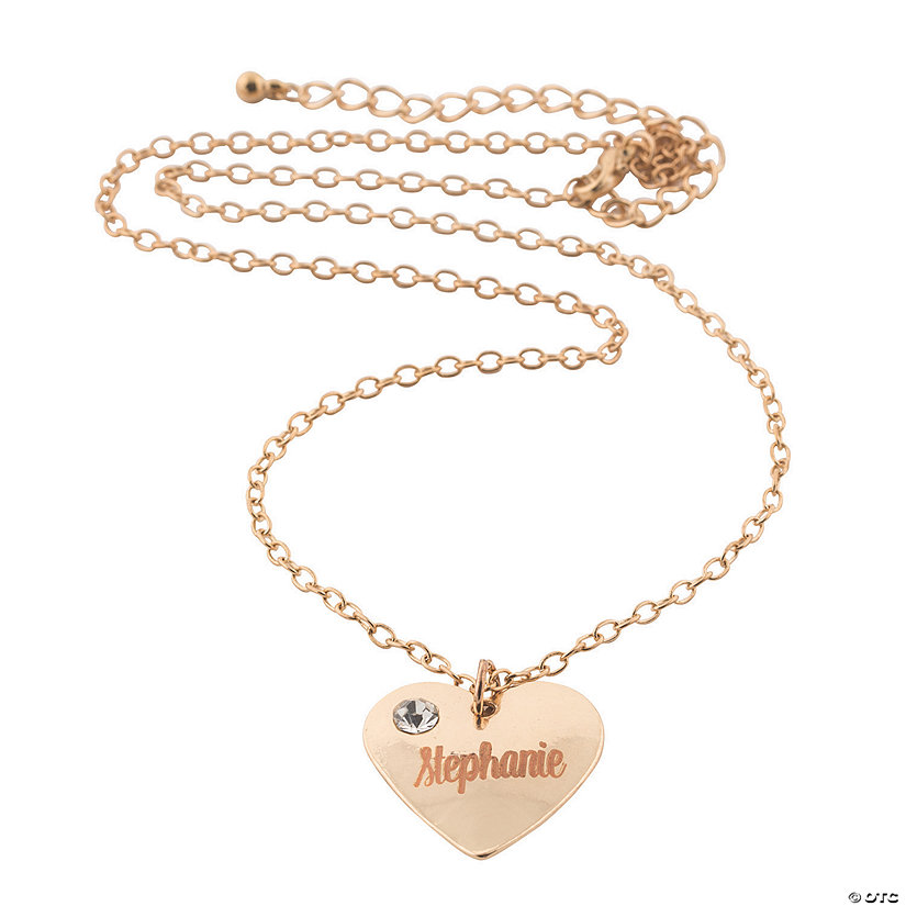 Personalized Rose Gold Crystal Heart Necklace Oriental Trading