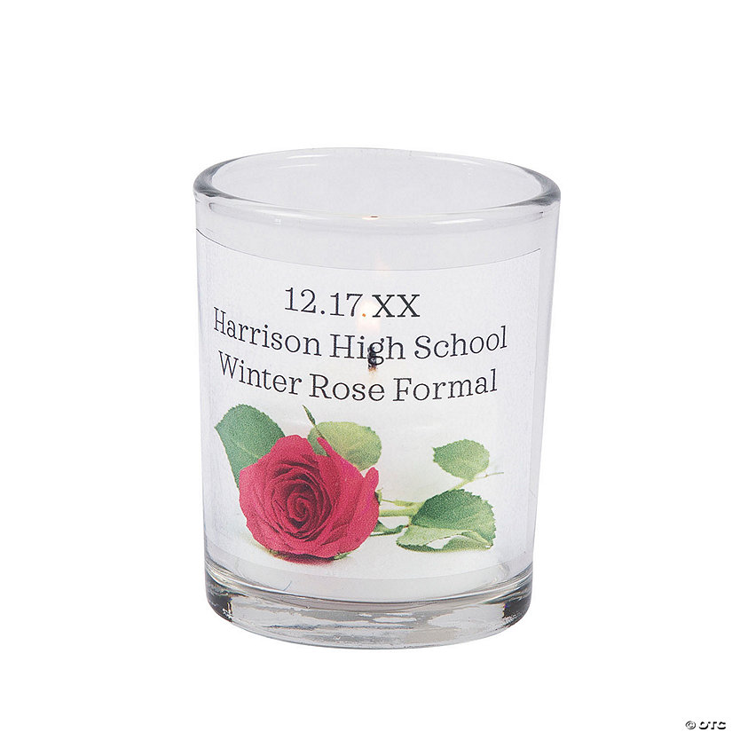 Personalized Rose Votive Candle Holders - 12 Pc. Image Thumbnail