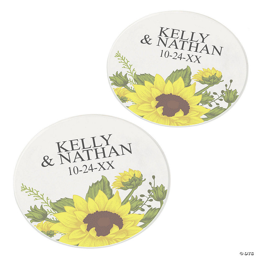 Personalized Round Acrylic Sunflower Coasters - 12 Ct. Image