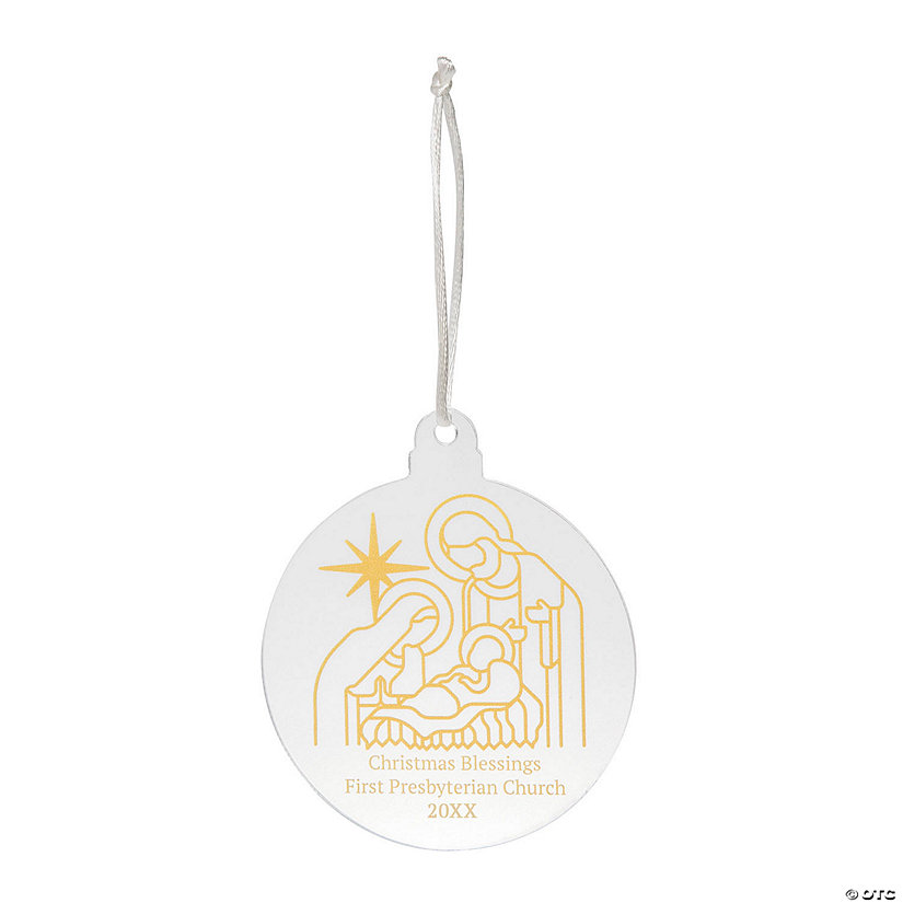Personalized Round Nativity Acrylic Christmas Ornaments - 12 Pc. Image Thumbnail