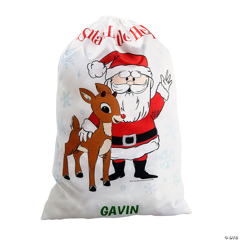 Personalized Rudolph the Red-Nosed Reindeer<sup>&#174; </sup>Santa Sack Drawstring Bag  Image Thumbnail