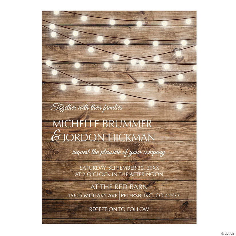 Personalized Rustic Lights Wedding Invitations - 25 Pc. Image Thumbnail