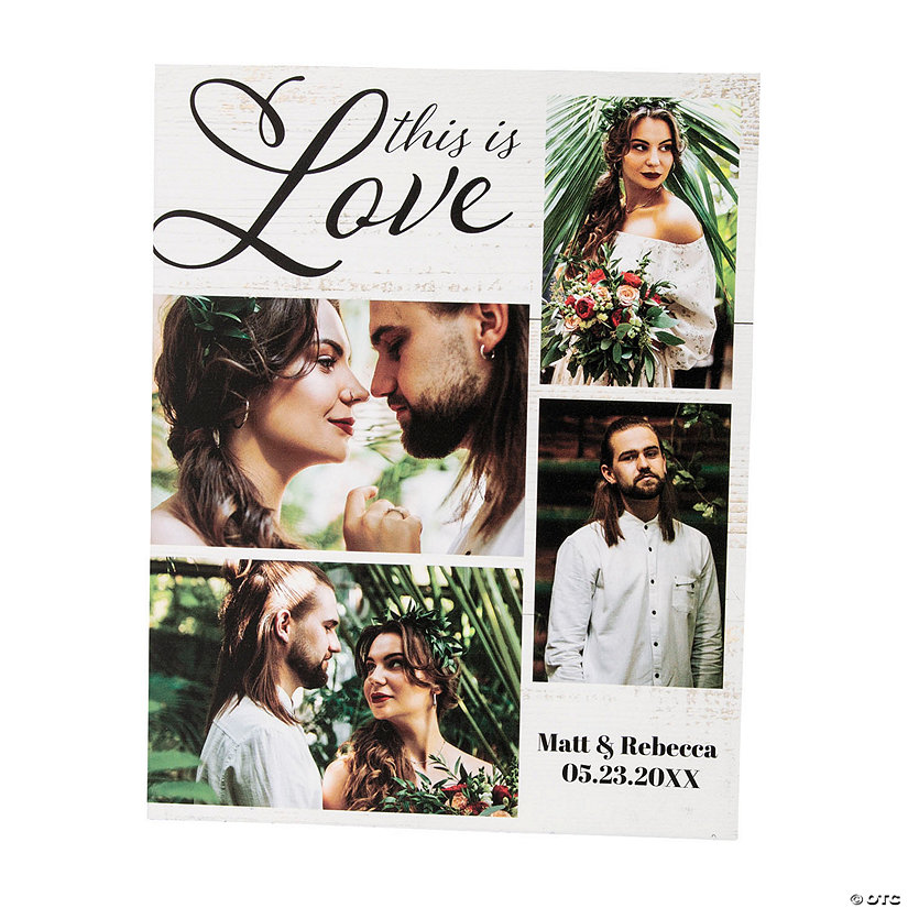 Personalized Rustic Wedding Photo Collage Table Sign Image
