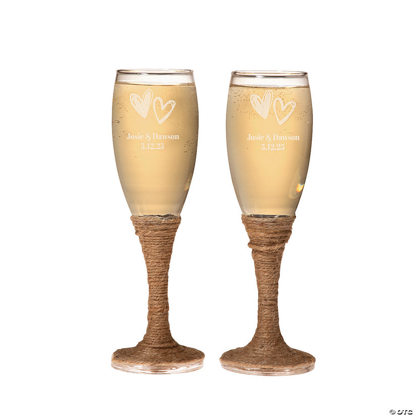 Personalized Rustic Wedding Toasting Champagne Flutes - 2 Pc. Image Thumbnail