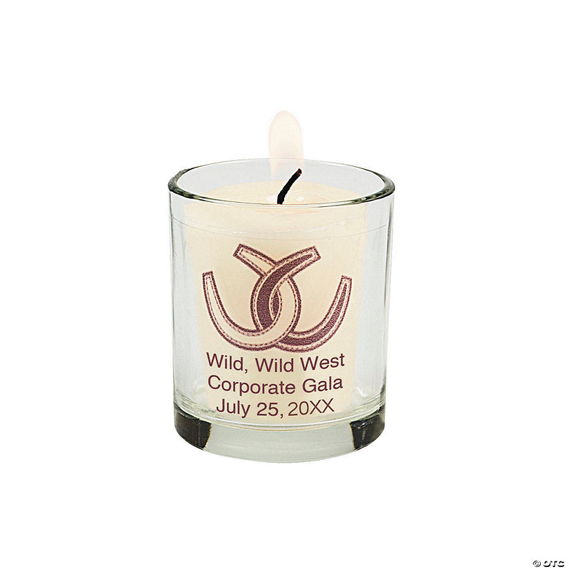 Personalized Rustic Western Wedding Votive Candle Holders - 12 Pc. Image