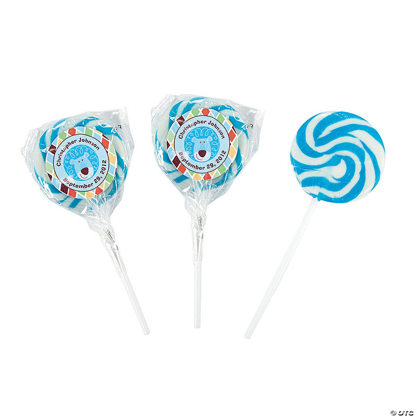 Personalized Safari Boy Baby Shower Swirl Lollipops - Discontinued