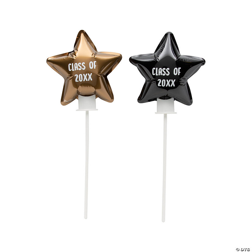 Personalized Self-Inflating Black & Gold Star 4" Mylar Balloons 12 Pc. Image Thumbnail