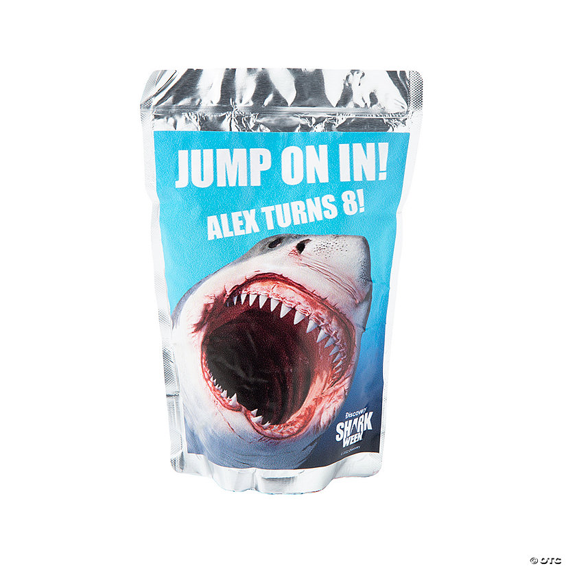 Personalized Shark Week&amp;#8482; Juice Pouch Stickers - 30 Pc. Image