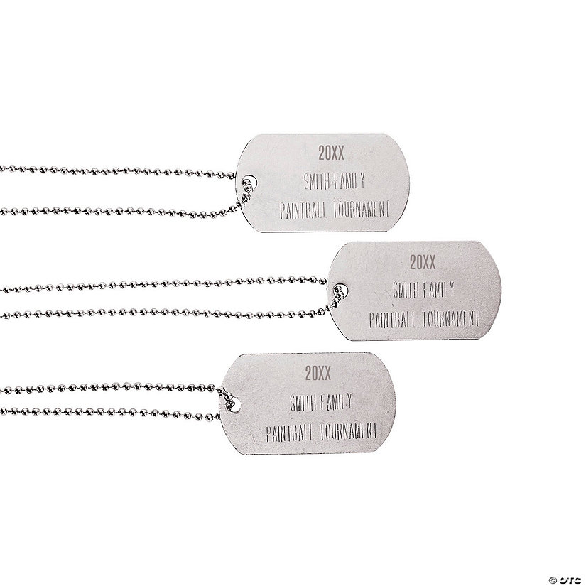Personalized Silver Dog Tag Necklaces - 12 Pc. Image