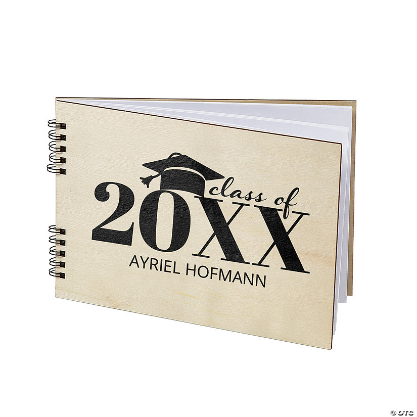 Personalized Small Wooden Cover Graduation Spiral Guest Book Image Thumbnail