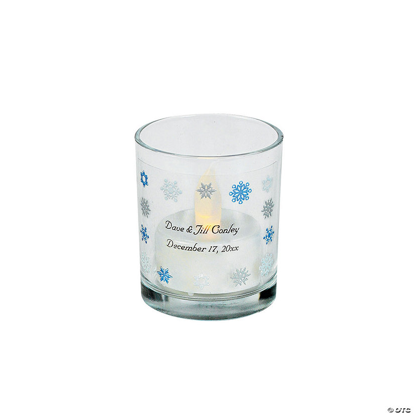 Personalized Snowflake Votive Candle Holders - 12 Pc. Image Thumbnail