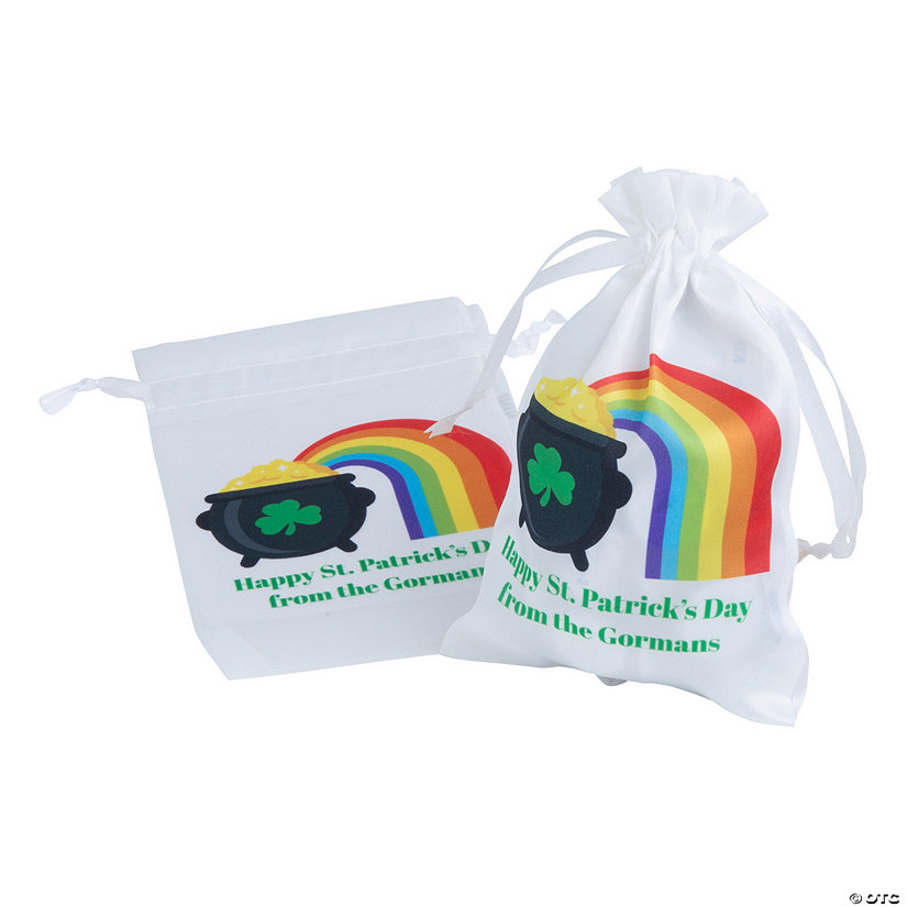 Personalized St. Patrick&#8217;s Day Mini Satin Drawstring Bags - 24 Pc. Image Thumbnail