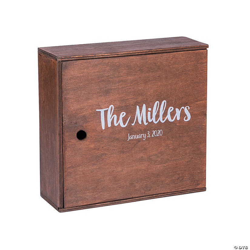 Personalized Stained Wood Keepsake Box with Lid Image Thumbnail